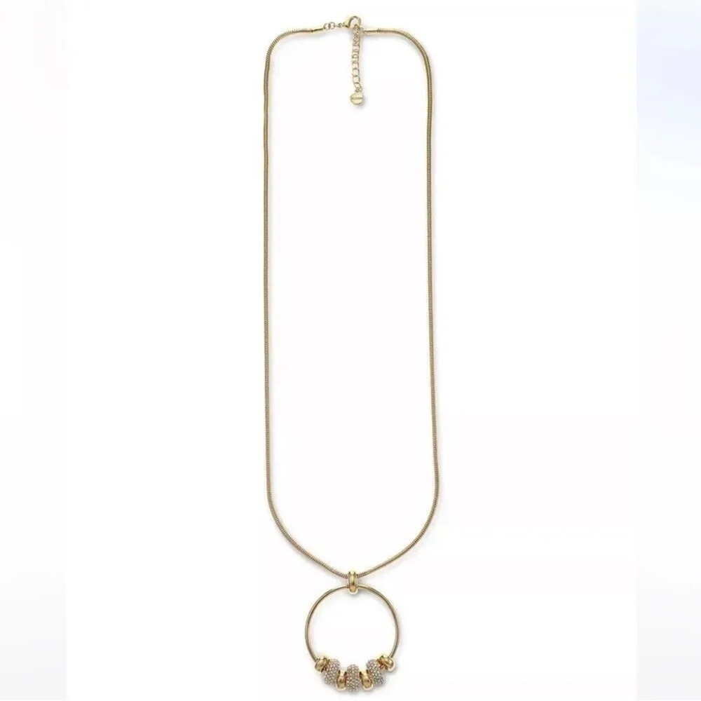 Vintage Elegant Crystal Circle Gold Necklace